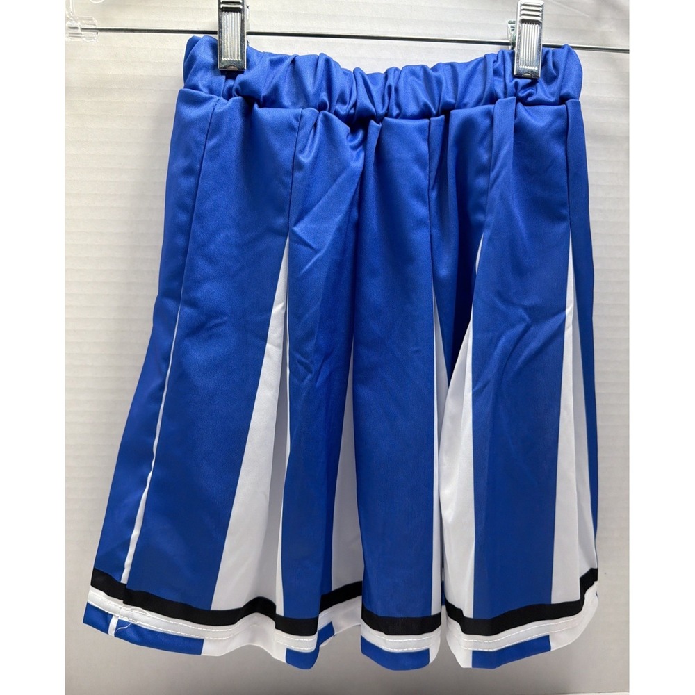 Girls Cheer Skirt Blue size L  and white pleats - Runs Small Looks Like A MED